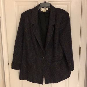 Dark Purple Wool-blend Lined Blazer